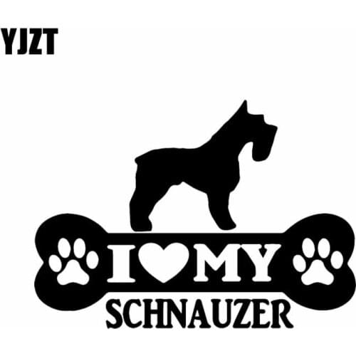 YJZT 14.6X10.4CM Schnauzer Bone Car Sticker Miniature Dog Vinyl Decal Funny Pattern Black/Silver C24-1533