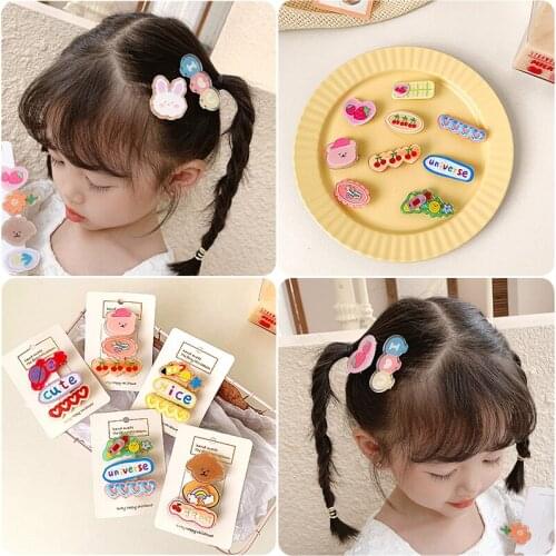 3 Pcs/Set Children Cute Acrylic Cartoon Heart Ornament Hair Clips Baby Girls Lovely Barrettes Hairpins Kids Hair Accessories