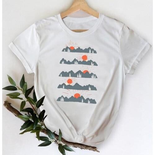 T-shirts for Women Lady Print Graphic Tshirt Female Tee T-Shirt Mountain Beautiful Place 90s Cute Spring Summer Top