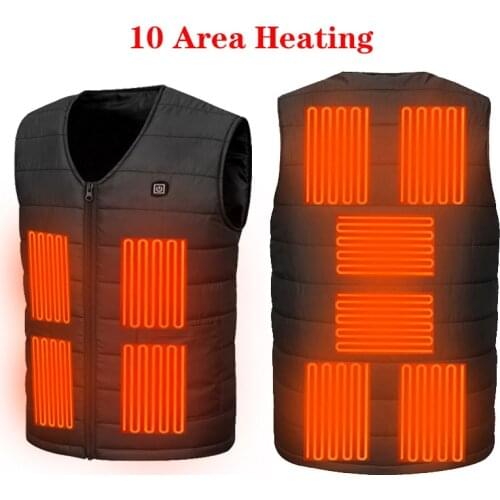 Plus Size 10 Area Heating Vest Men/Women V-neck USB Heated Vest Smart Control Temperature Heating Jacket Coat Winter Hunting