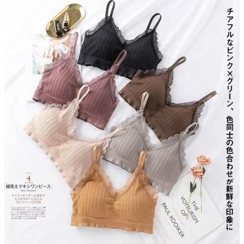 Womens Cotton Underwear Tube Tops Sexy Lace Top Fashion Push Up Thread Bra Womens No Steel Ring Sports Tank Up Sexy Lingerie