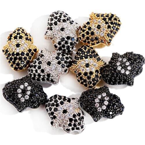 1 Piece/Lot Silver Color Luxury Separate Beads Palm Shape Copper Inlaid Zircon Beads For Handmade DIY Beaded Bracelet 2020 Gifts