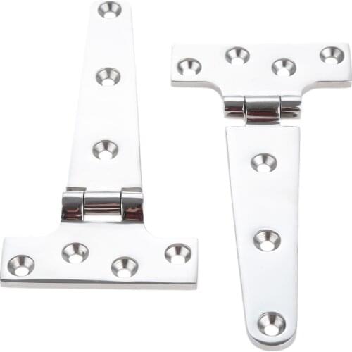 1Pc Marine Stainless Steel Yacht T Shape Door Boats Hinges Strap Heavy Duty Storage Shed Garage Garden Door Boats Deck Hardware
