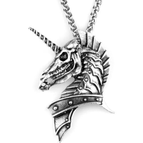 10pcs Handmade Large Skull Horse Pendant Necklace For Men Norse Viking Necklace Unique Design Punk Gothic Necklace Jewelry CT524