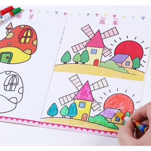 2020 New 12pcs/Set baby Kids Cute Stick Figure Children Teaching Picture Coloring Books Easy To Learn Painting Drawing Art Book