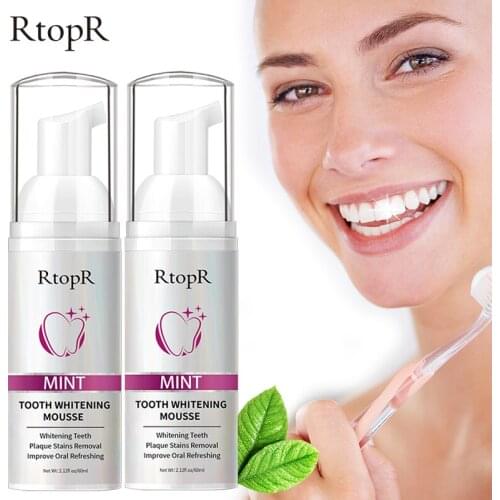 2PCS RtopR Teeth Whitening Mousse Removes Stains Whitening Oral Hygiene Teeth Mousse Toothpaste Cleansing Staining Whitening