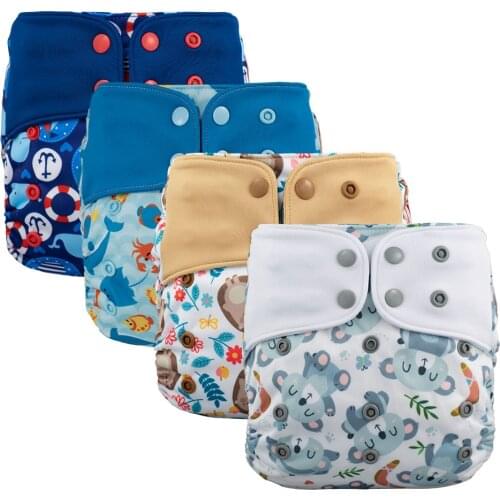 4 Pcs Lichtbaby Cloth Baby Pocket Diaper 4-16kg Large One Size Washable Eco-friendly Diaper Inserts Cloth DiapersPcs