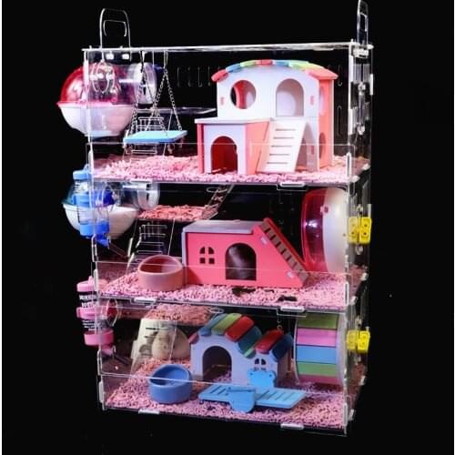 Acrylic Transparent Hamster Cage Three-layer Super Luxury Villa Package Guinea Pig Golden Bear Hedgehog Supplies Toy