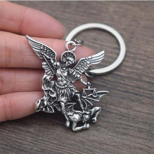 Archangel St.Michael Protect Me Keychain holy shield charm Russian Orthodox pendant