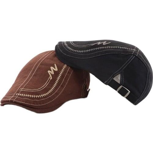 100% Cotton Berets Cap for Men Women Visor Outdoor Hat Letter Flat Caps Casquette Adjustable 6 Colors