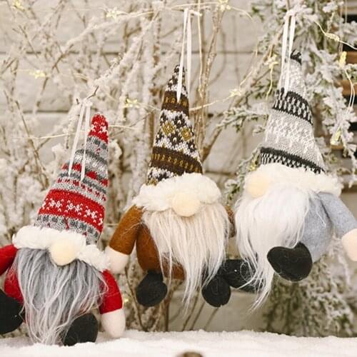 Merry Christmas Long Hat Swedish Santa Gnome Plush Doll Ornament Hanging Xmas Tree Elf Toy Home Party Decor