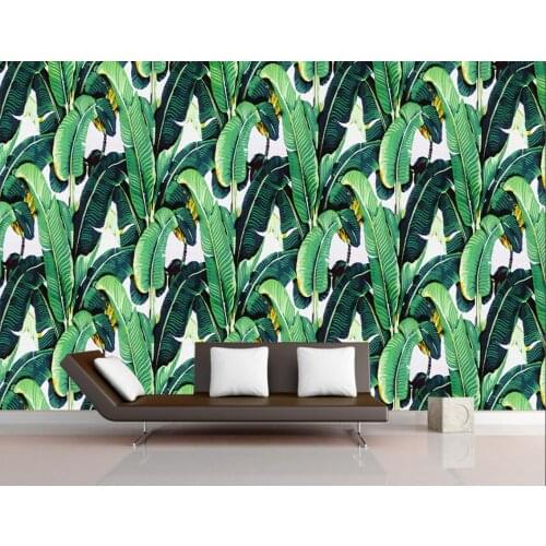 Beibehang Home Decorative Wall Wallpaper European Style Retro Hand Painted Rainforest Plant Banana Leaf Photo 3D Wallpaper mural