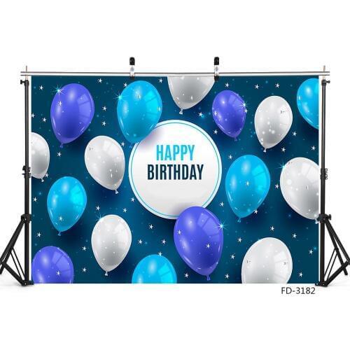Happy Birthday Party Banner Balloon Background Decor For Baby Shower Children Portrait Photography Backdrop Photo Studio Props