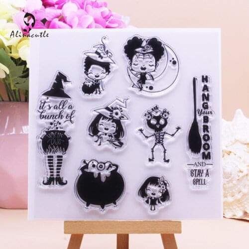 Halloween Witch Broom CLEAR STAMPS Scrapbooking Handmade Card Album Paper Craft Rubber Transparent Silicon Stamp Alinacutle