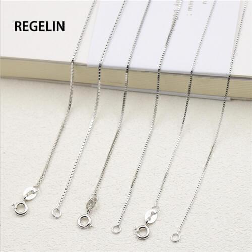 REGELIN 40/45/50/55/60cm Classic Basic Chain 100% 925 Sterling Silver Necklace Chain Fashion Jewelry Girls Clavicle Necklace