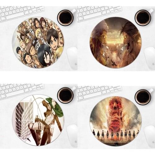 Attack on Titan Round Gaming Desk Memo Pad Drop Shipping 22x22 20x20cm for MacBook Small Computer Mouse Padding Rubber