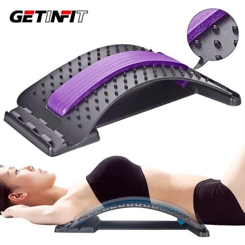 Getinfit 3 Level Adjustable Back Stretcher Massager Lumbar Support Fitness Body Massager Relieve Spinal and lumbar Pain