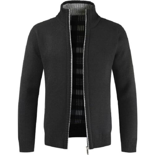 Nice Spring Pop Mens Jacket Slim Fit Stand Collar Zipper Jackets Men Solid Cotton Thick Warm Casual Sweater Coat Men