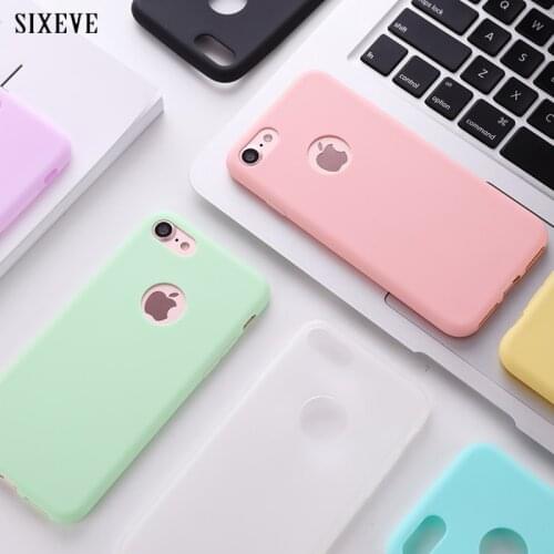 Soft Silicone Case for iPhone 6 S 6S 7 8 Plus 5 5S iPhone 12 Mini 11 Pro X XR XS Max 7Plus 8Plus Cute Candy Color rubber Cover