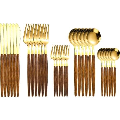 Stainless Steel Cutlery Set with Faux Wooden Handle,Tableware Dinner Set,Flatware Set Including Fork Spoon Knife Set