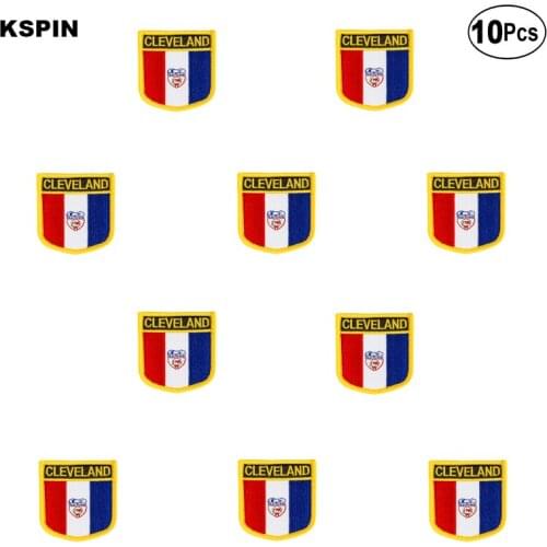 Cleveland Flag Embroidery Patches Iron on Saw on Transfer patches Sewing Applications for Clothes in Home&Garden