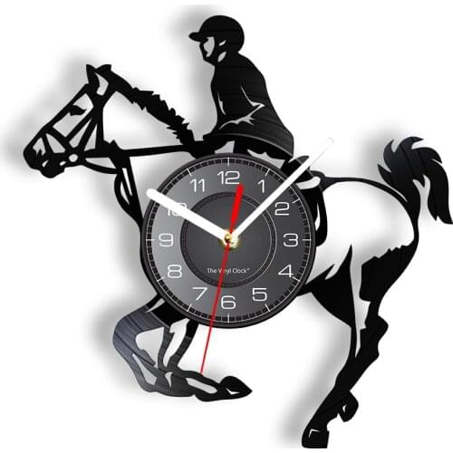 Horseback Riding Vinyl Album Record Wall Clock Equestrian Wall Art Timepieces Horseman Home Decor Equine Clock Horse Riding Gift