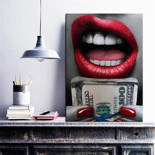 Wall Art Woman with Money Print Wall Oil Painting Picture Print on Canvas For Living Room Home Decor Drop shipping