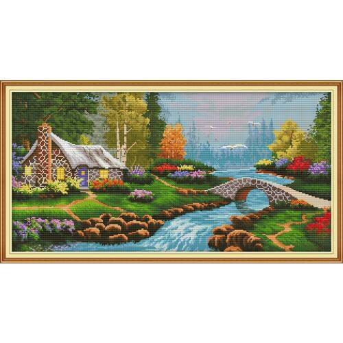 NKF Spring Scenic Cross Stitch Kits 11CT 14CT Chinese Cross Stitch Pattern Embroidery Needlework Set for Home Decor