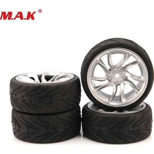New Design 4pcs/set 1/10 Rubber Tires Tyre( Devil)Wheel Rim for 1:10 RC On-road Racing Car Model Toys Accessories 12mm Hex