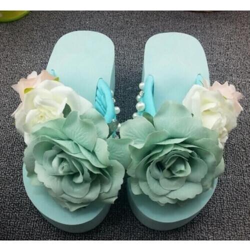 Summer new large flower sandals and slippers fashion flops beach flip-flops