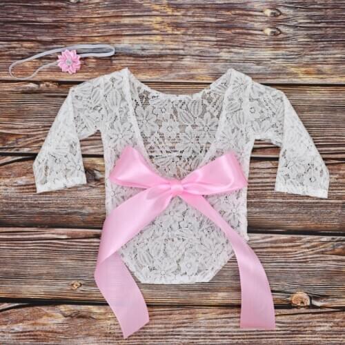 Newborn Photography Props Baby Girl Kids Bow Clothing Overalls Princess Playsuits Lace Romper Studio Shoot