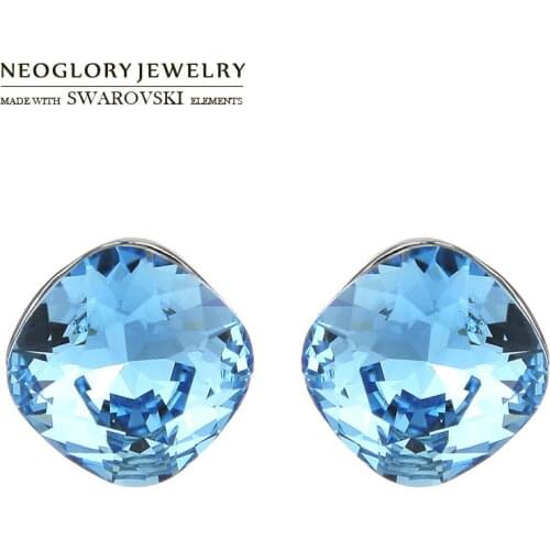 Neoglory Austria Crystal Stud Earrings Simple Round Design Silver Plated Needle Alloy Plated Brand Sale Women Gift