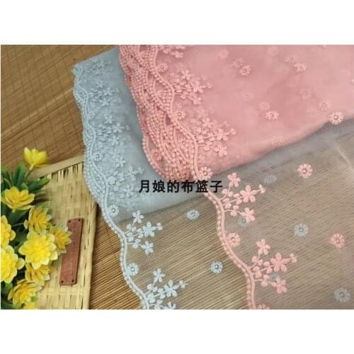 Gray/pink mesh embroidery clothing lace accessories lace 22 cm wide