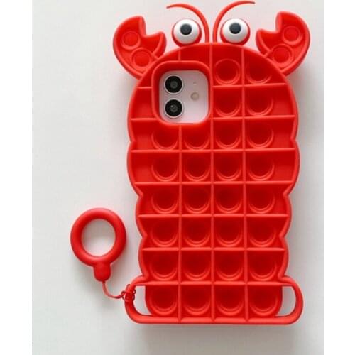3D Crayfish Cut Cartoon Silicone Phone Case For iPhone 6 6s 7 8 Plus X XR XS 11 12 Pro Max SE 2020 Soft Cover Funda