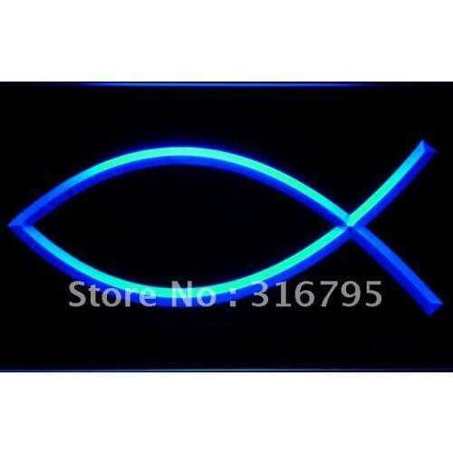 H001 Jesus Christ Fish LED Neon Light Light Signs On/Off Switch 20+ Colors 5 Sizes