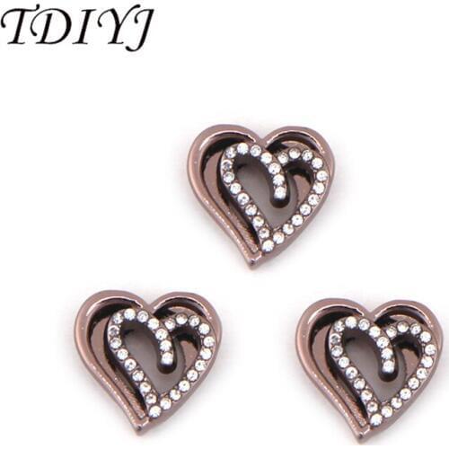 TDIYJ Arrival Keeper Crystal Heart Slide Charms for 10mm Stainless Steel Mesh Bracelets 6pcs/lot