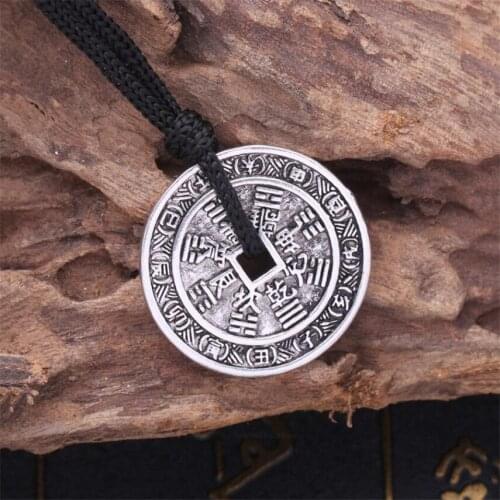 Traditional Ancient Chinese Amulet Jewelry Retro Punk Necklace for Men Gift Accessories Vintage Gossip Coin Round Pendant