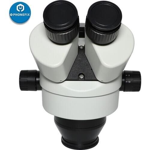 3.5X-90X Simul-Focal Trinocular Microscope Head Stereo Zoom Microscope Head with 0.5x 2.0x Objective Lens for Phone Repair