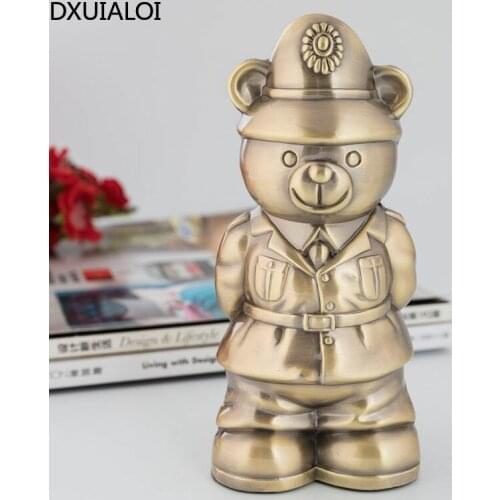 Home decoration simple metal ornaments personality childrens gifts creative cute cat sheriff piggy bank coin change bank