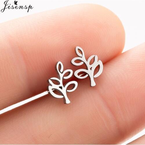 Jisensp Spring Design Germination Seedling Earrings Simple Lovely Sapling Stainless Steel Earring Plant Jewelry for Women Gift