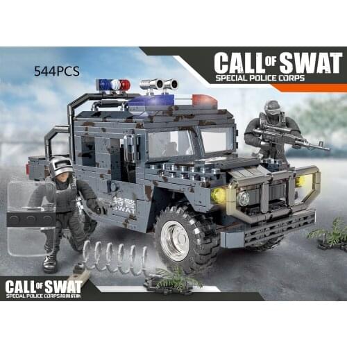 Military swat mega build block 1:36 scale super police action figures dongfeng brave warrior Troop carrier vehicle brick toys
