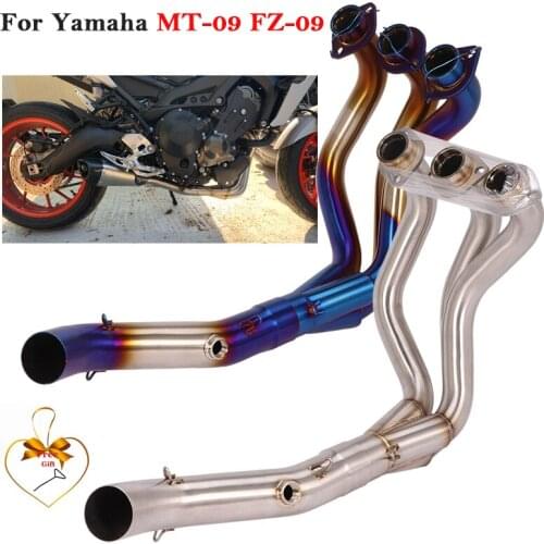 Slip On For Yamaha MT-09 FZ-09 MT09 FZ09 Motorcycle Exhaust Pipe Escape Systems Modified Front Middle Link Pipe 51mm