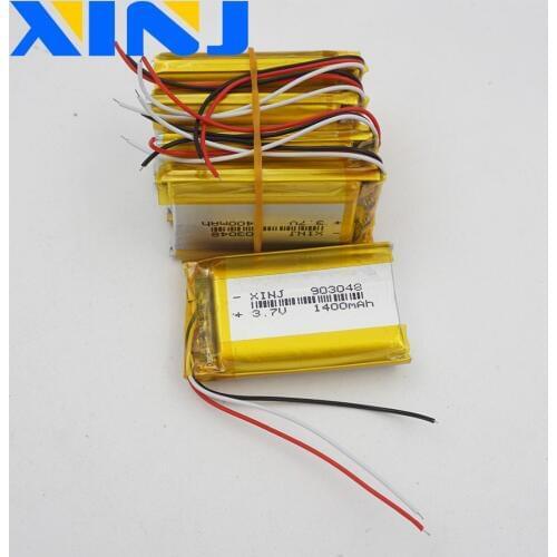 XINJ 5pcs 3.7V 1400mAh 3wires for thermistor lithium polymer battery lipo cell 903048 For GPS Lights Camera Music player Record