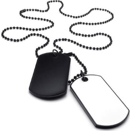 Jewelry Mens Necklace, 2 Military Identifiers Army Style Dog Tag Pendant with 68cm Necklace, White Black