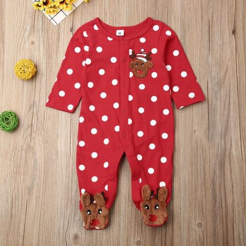 0-18M Christmas Baby Boy Girl Rompers Newborn Infant Baby New Cartoon Deer Red Jumpsuit Playsuit Xmas Baby Costumes ropa bebe