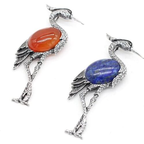 1PC Charm Swan Natural Stone Alloy Pendant Rose Pink Quartz Shell Brooches Making Dual-use Necklace Jewelry Pins Exquisite Gift