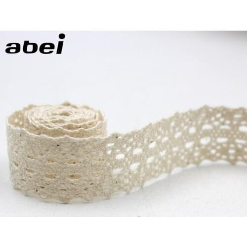 10Yards 2cm Embroidery Natural Beige Cotton Lace Trims DIY Sew Clothes Sweater Dress Sofa Curtain Cotton Fabric Ribbon Material
