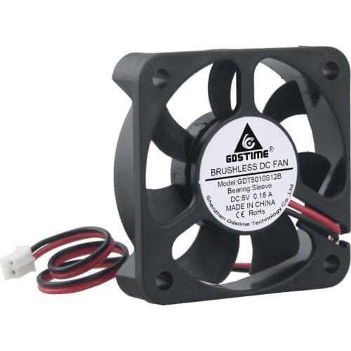 Gdstime 20 pcs 5V 2Pin 50x50x10mm 7 Blades Mini Ventilation Brushless DC Cooling Fan 5cm 5010 PC Computer Case 50mm x 10mm