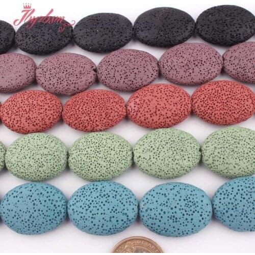 24x30mm Smooth Oval Bead Lava Rock Natural Stone Beads For DIY Necklace Bracelat Earrings Jewelry Making 15" Free Shipping
