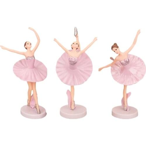 3Pcs Ballerina Ornaments Ballet Girl Dolls Ballerina Cupcake Toppers Home Decor Pink Ballerina Girl Hands Pretty Girl Doll